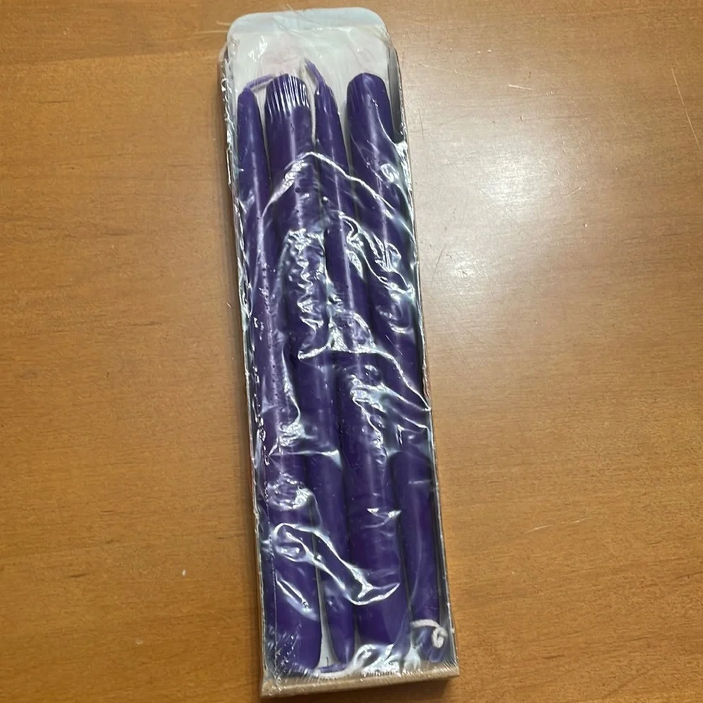 Crate &Barrel Brand new Taper candles. 10.5”! Purple set of 4